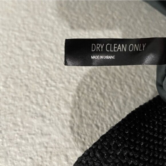 BEVZA Black Feminine Designer Sheath Mini Dress Textured Chic Silk Wool Blend - Picture 9 of 13